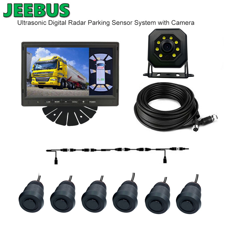 Ultraljud Digital visuell radar- parkeringssensor med omvänd kamera för busscoach