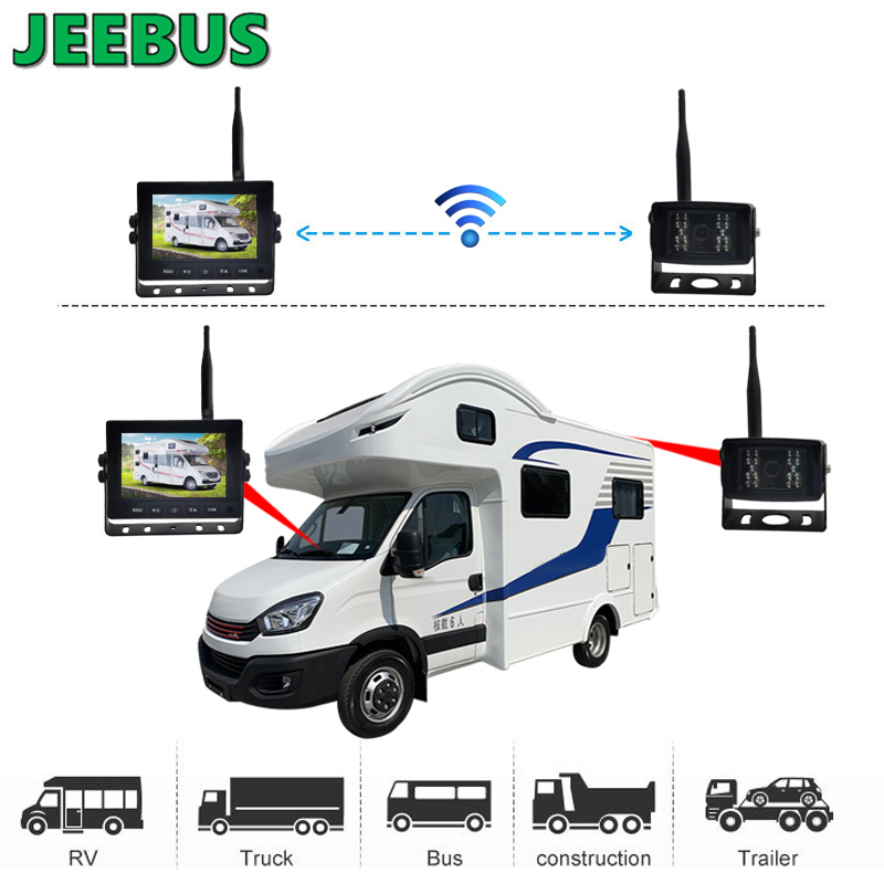 Auto Reverse Backup Wireless Wifi-kamera med 5-tums parkeringssystem för bildskärm för husbil