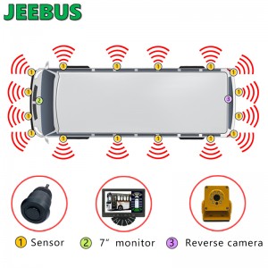 Fordon Coach Bus Parkering Radar Sensor Monitor System HD 1080P Omvänd kamera med 16 Sensorers Detection Blind Spot Vision Digital Warning Monitoring